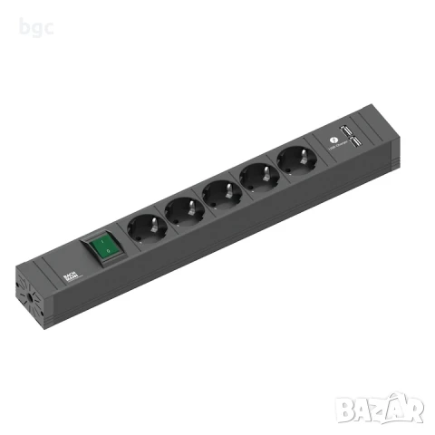 Разклонител Connect Line Bachmann 5 гнезда, 1 x прекъсвач, 1 x USB charger (двоен), Кабел 2.0 м H05V
