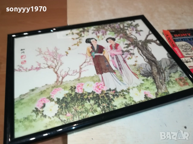 JAPAN-ЯПОНСКА КАРТИНА С РАМКА И СТЪКЛО 0210250836, снимка 4 - Колекции - 51915646