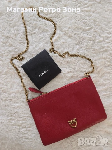 PINKO Кожена дамска чанта тип "плик" FLAT CLASSIC.  Носена е веднъж, неразличима от нова