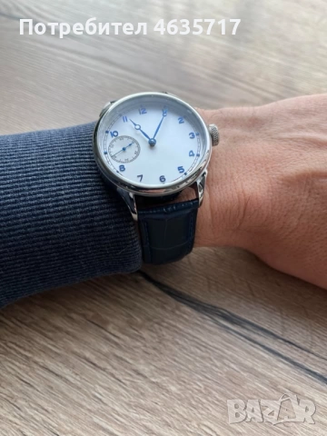 Нов Ръчно сглобен механичен часовник – класически дизайн със синя индикация, снимка 4 - Мъжки - 52220316