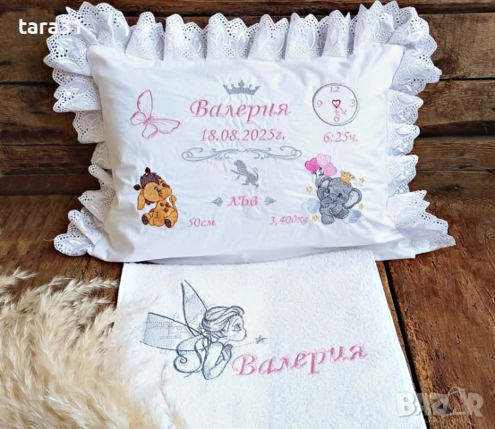 Бродирана бебешка калъфка с възглавничка, снимка 2 - Спално бельо и завивки - 33724408