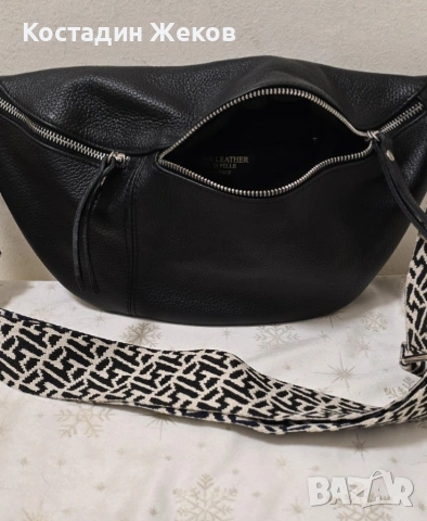 Дамска оригинална италианска чанта от естествена кожа тип „банан“ ., снимка 5 - Чанти - 53827591