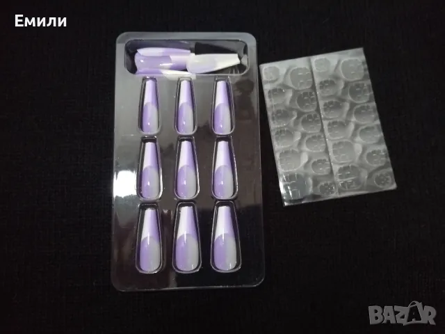 Комплект press-on нокти 24 броя + лепенки с лепило , снимка 1