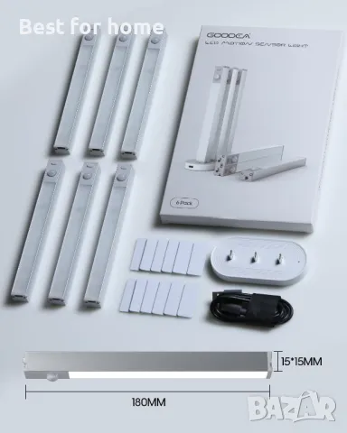 6 броя LED светлини за шкафове със сензор за движение Goodea, снимка 7 - Лед осветление - 50022039