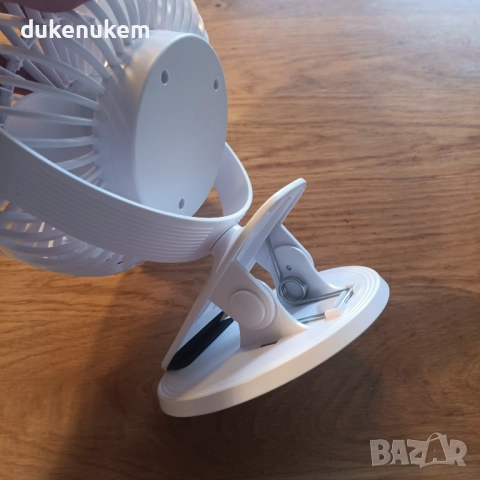 Преносим настолен вентилатор 3-в-1, 5 скорости, 720° въртене, LED дисплей, 2400mAh батерия, снимка 8 - Вентилатори - 52638139