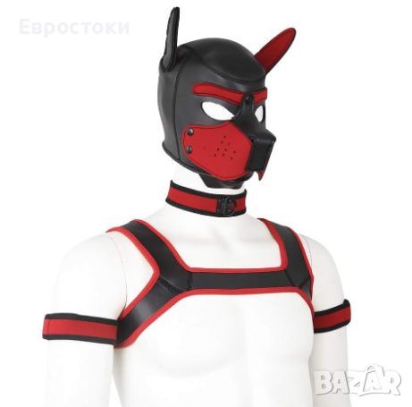 Маска YiQin RWSX Puppy Play Dog Bondage Hood Mask с аксесоари, костюм за възрастни, размер: L , снимка 1 - Други - 46144487