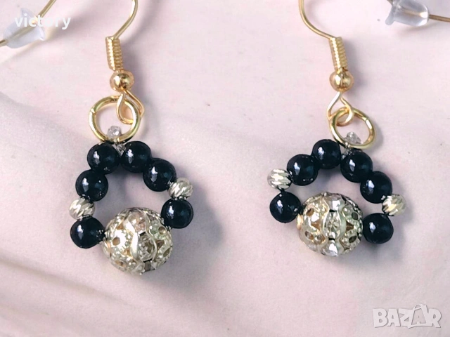 ✨ Éclipse Dorée – Луксозен комплект бижута с 14K позлатени елементи (чокър, гривна и обеци) 🖤, снимка 3 - Бижутерийни комплекти - 54171608