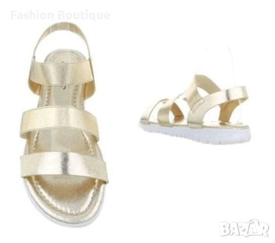 Олекотени златисти сандали, снимка 3 - Сандали - 51247919