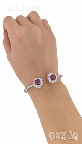 Стилна сребърна гривна с рубин