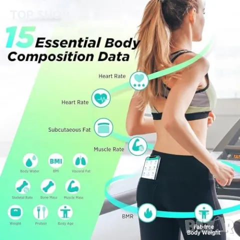 Нов смарт кантар Везни за Тяло - ИТМ, Сърдечен Ритъм, App Синхронизация, снимка 5 - Друга електроника - 49970897