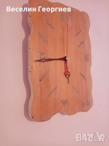 Стенен часовник от дърво-ръчна изработка, снимка 3 - Стенни часовници - 53575029