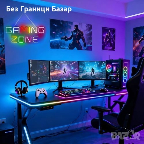 Нова Led 32 см Gaming Zone неонова лампа USB декор за геймъри стая дом, снимка 6 - Лед осветление - 52469985