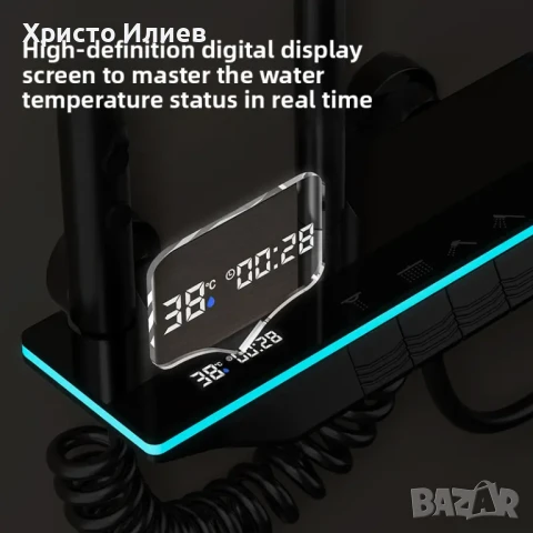 Душ система със светещ смесител Лед LED дисплей 4 функции бутони функция дъжд, снимка 5 - Смесители - 51206735