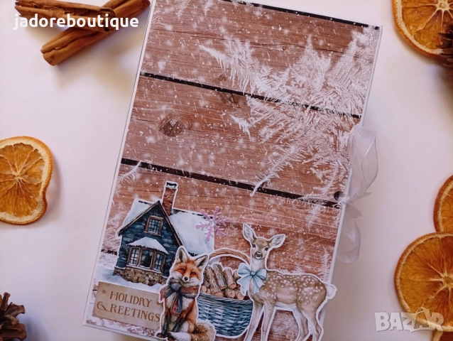 Ръчно изработена скрапбук кутия тип книга "Зимна приказка" 