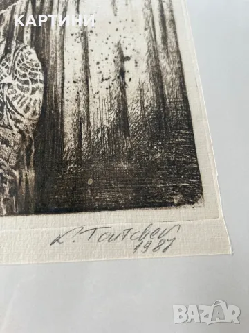 К. Тончев картина - графика 1989 година, снимка 2 - Картини - 50431033