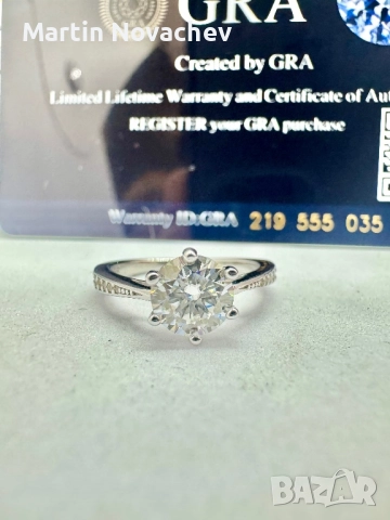 Сребърен пръстен с мойсанит (Диамант) 1 карат