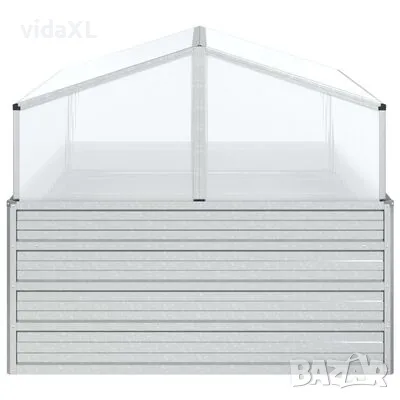 vidaXL Повдигната градинска леха с оранжерия, 100x100x85 см, сребриста(SKU:316882), снимка 4 - Други стоки за животни - 49400972