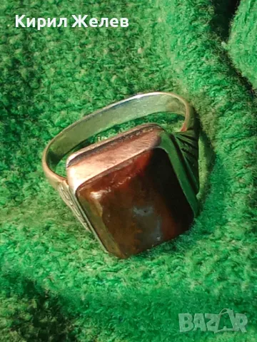 Старинен СКЪПОЦЕНЕН СРЕБЪРЕН ПРЪСТЕН СРЕБРО ВИСОКА ПРОБА с ПОЛИРАН ЯСПИС АР ДЕКО РЪЧНА РАБОТА 47583, снимка 17 - Антикварни и старинни предмети - 49247311