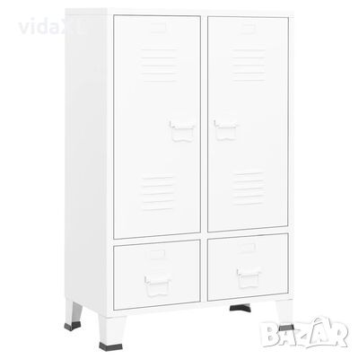 vidaXL Индустриален гардероб, бял, 67x35x107 см, стомана(SKU:339611, снимка 1 - Гардероби - 45528351