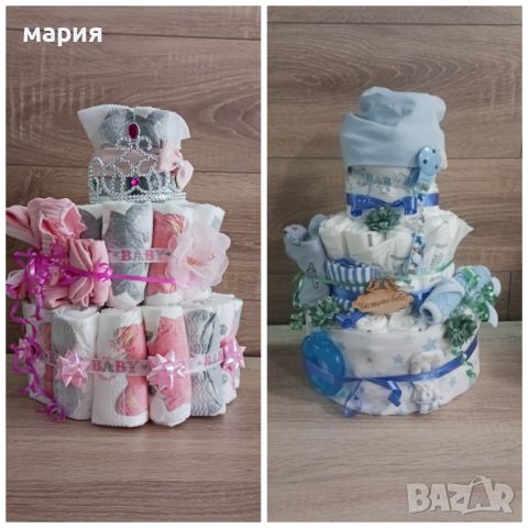 Торти от памперси и кошници подходящи за подарък на новородено бебе , снимка 1 - Други - 44808595
