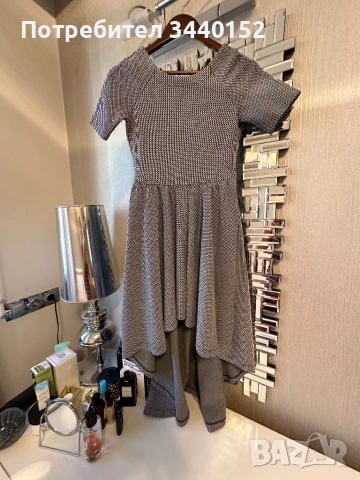 Рокля, асиметрична, пепит, снимка 6 - Рокли - 51632670