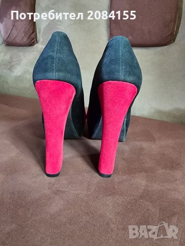 Обувки,червено и черно на висок ток , снимка 3 - Дамски обувки на ток - 45670847