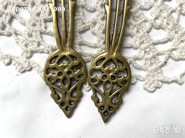 Красиви месингови прибори за сервиране от Англия, снимка 4 - Прибори за хранене, готвене и сервиране - 52641608