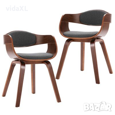 vidaXL Трапезни столове, 2 бр, извито дърво и сив текстил（SKU:287389