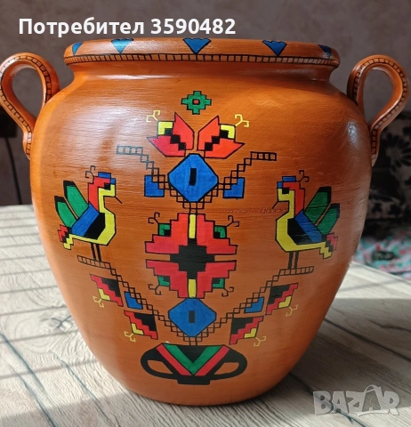 Ръчно изрисувана керамична делва с шевици