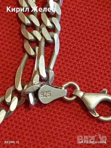 Красив сребърен ланец плетка тип ФИГАРО класически модел майсторска изработка 53145, снимка 4 - Колиета, медальони, синджири - 53411202
