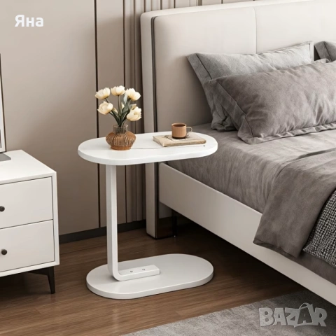 Универсална дървена маса, C-образна масичка за кафе, лаптоп, цветя, снимка 4 - Маси - 48406810