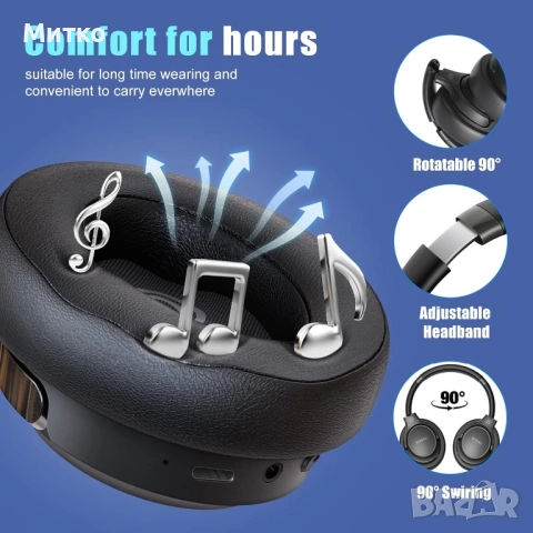 Безжични Bluetooth слушалки BERIBES с микрофон, 65 часа време за възпроизвеждане и 6 музикални режим, снимка 4 - Безжични слушалки - 53964463