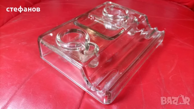 Ретро стъклена мастилница от едно време, неползвана, снимка 4 - Антикварни и старинни предмети - 51143166