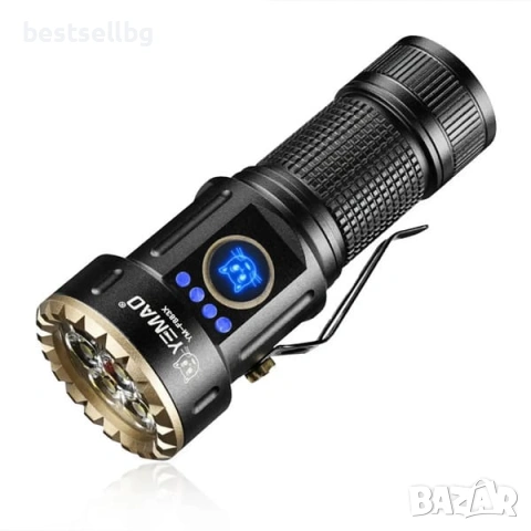 Мощен мини прожектор 3000 лумена USB-C ръчен фенер зареждане за лов риболов къмпинг туризъм палатка, снимка 12 - Къмпинг осветление - 54109876