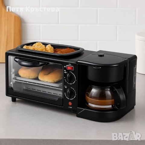 Комбиниран уред TV1053 – печка, тостер и кафемашина 3 в 1: Размери: 45 х 18 х 19 см; Мощност на кафе, снимка 6 - Печки, фурни - 52696390
