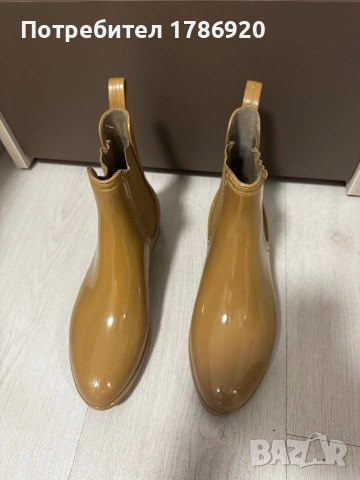  Дамски гумени боти Chelsea в бежово - стил дори в дъждовни дни!, снимка 3 - Дамски боти - 27818848