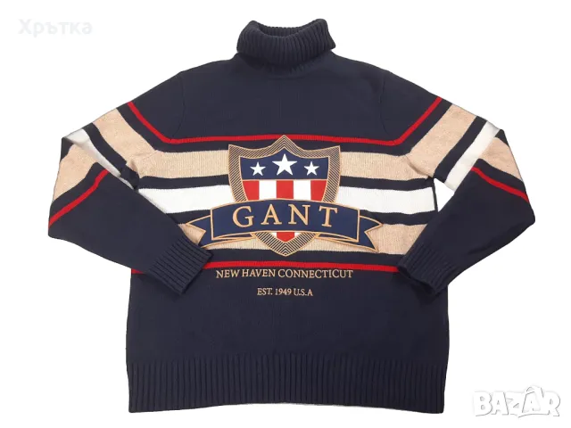 Gant Banner Shield Turtleneck - Оригинален мъжки пуловер р-р XL, снимка 8 - Пуловери - 49185145