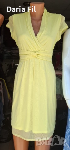 -20% Свежа жълта рокля от шифон с подплата, снимка 1