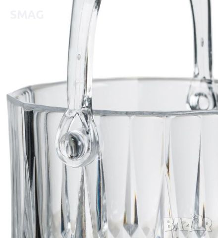 Прозрачен диамантен пластмасов контейнер за лед (ледарка) с дръжка Ø12.5x12cm, снимка 2 - Аксесоари за кухня - 46386130