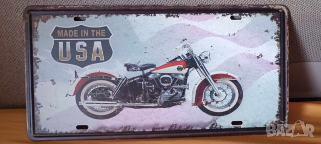 Made In The USA Motorcycle-метална табелa-тип регистрационен номер, снимка 2 - Аксесоари и консумативи - 45795003