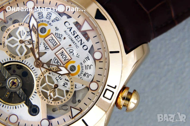 CASENO 58284 автоматичен турбийон часовник, пълен календар, снимка 2 - Мъжки - 53747830