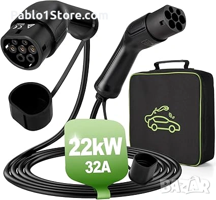 Заряден кабел тип 2 32 A 22 KW трифазен 5 м заряден кабел за електрически автомобили тип 2 универсал