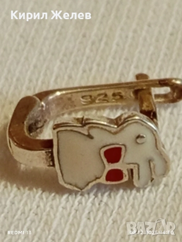 Емайлирана сребърна обеца във формата на ЗАЙЧЕ стил и елегантност 33063, снимка 5 - Обеци - 52690839