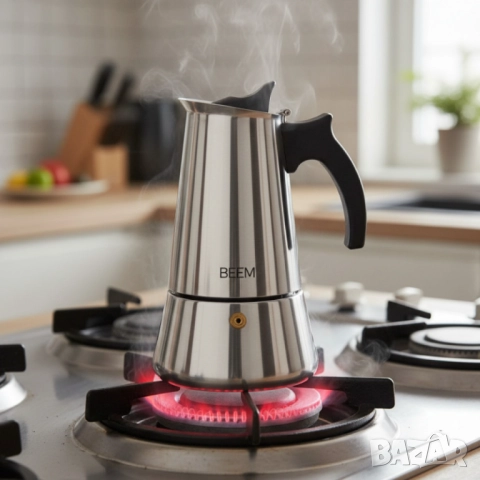 3бр./ Еспресо кафеварка BEEM Classic Selection – за 4 чаши, неръждаема стомана