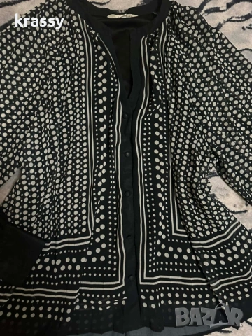 Интересна голяма дамска риза солей на точки (размер 4ХЛ), снимка 2 - Ризи - 53980336