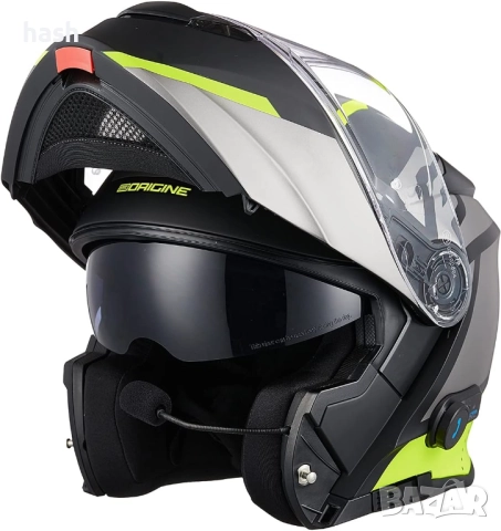 Мотоциклетна каска ORIGINE с Bluetooth, сгъваема, интегрална каска ECE с двоен визьор