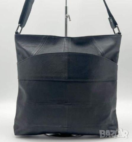Стилна дамска чанта от естествена к. с дълга дръжка за рамо 28/28см, снимка 1 - Чанти - 45658965