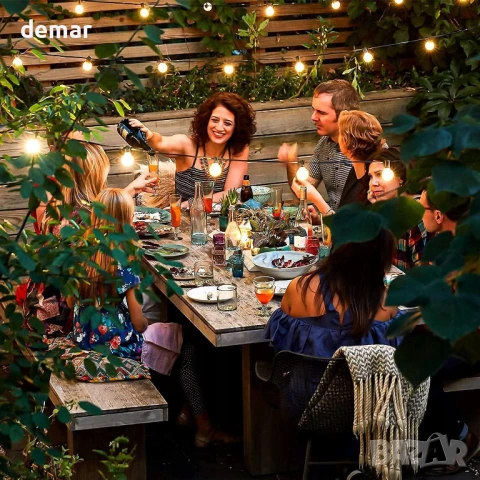 Yuucio Външни гирлянди, 7.6M/2700K LED гирлянди с 12+1 нечупливи G40 винтидж крушки, водоустойчиви, снимка 6 - Лед осветление - 50948954