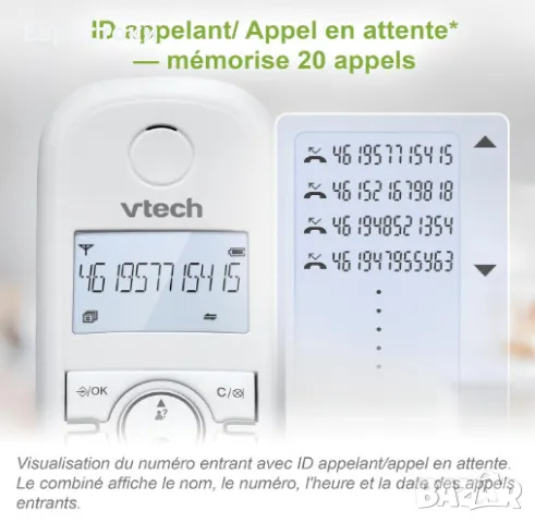 Безжичен телефон Vtech CS150, DECT, 2 слушалки, блокиране на повиквания, идентификация, снимка 6 - Стационарни телефони и факсове - 47297238