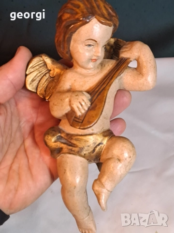 стара дървена статуетка на ангел херувим 29/3, снимка 3 - Декорация за дома - 52343127